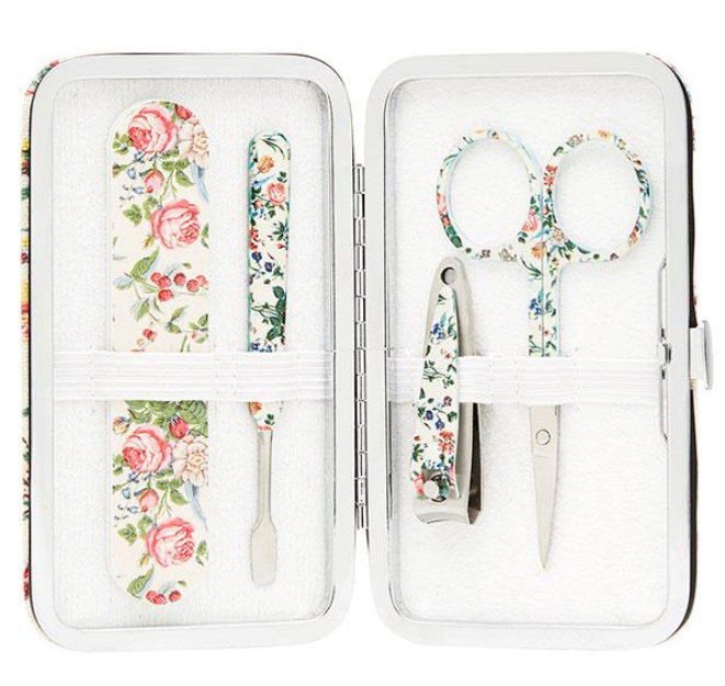 The Vintage Cosmetic Company Manicure Purse Pink Floral Satin - oddros.shop