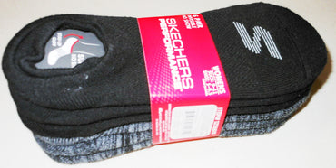 Skechers Women's (6 Pair) No Show Liners, Black/Grey, 9-11 - oddros.shop