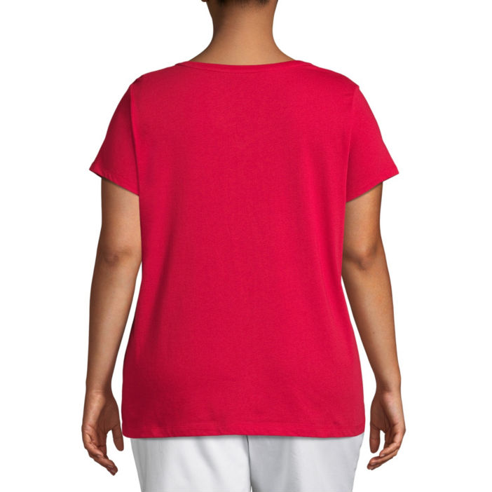 St. John's Bay Short Sleeve Americana V Neck Tee - Plus - oddros.shop
