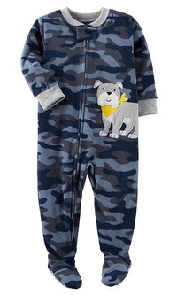 Carter's Baby Boys Printed - Fleece Footy Pajama (Blue Camo/Dog) - oddros.shop