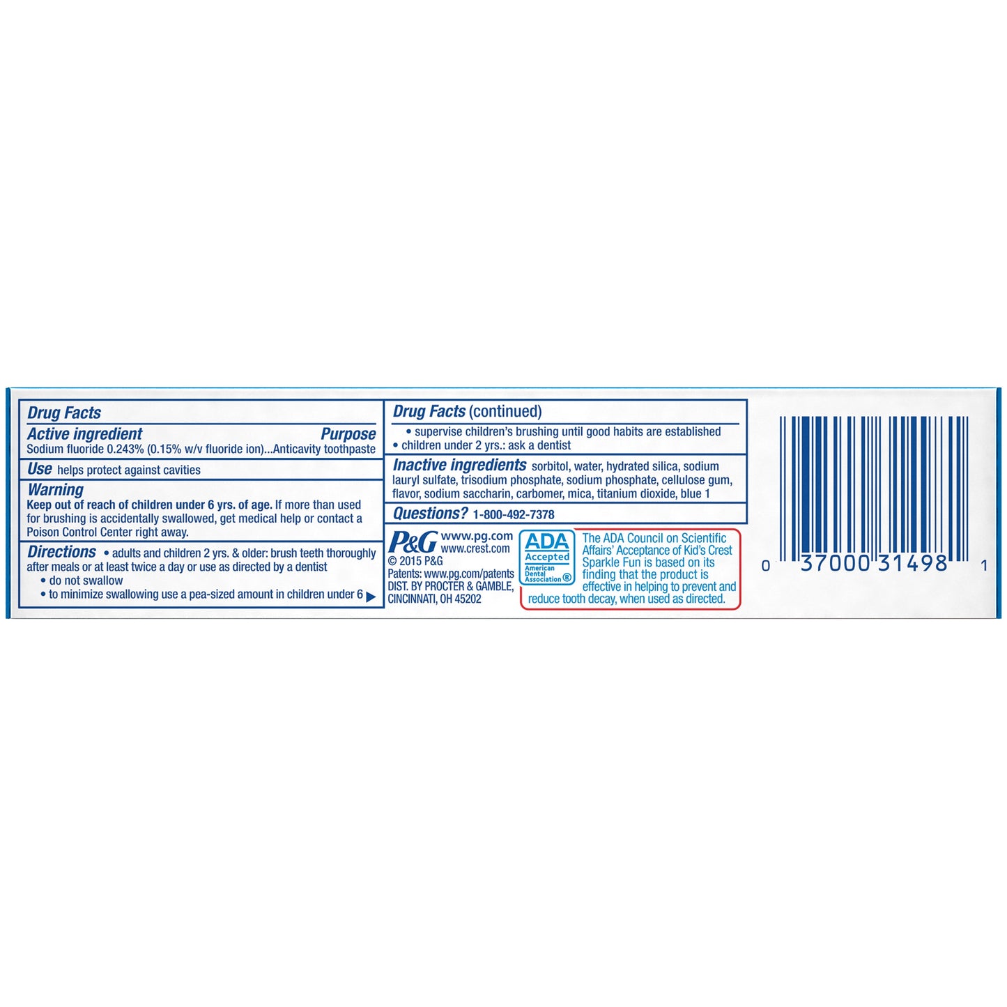 Crest® Kid's Cavity Protection Sparkle Fun Toothpaste - oddros.shop