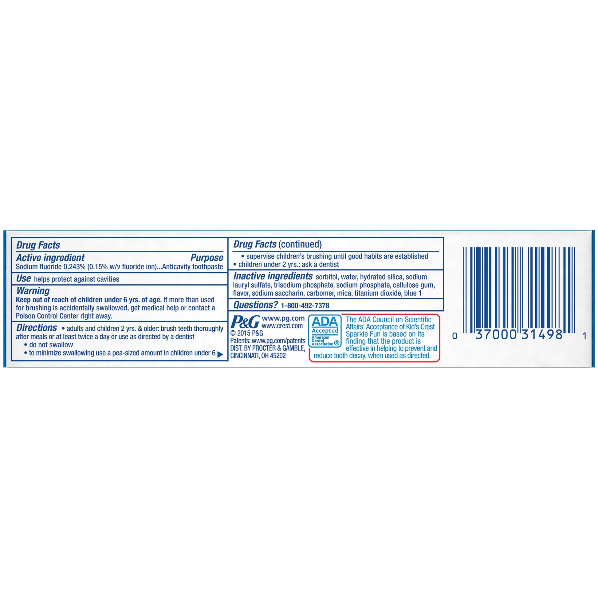 Crest® Kid's Cavity Protection Sparkle Fun Toothpaste - oddros.shop