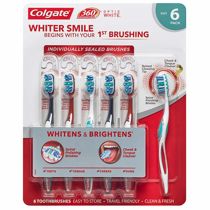 Colgate 360 Advanced Optic White Toothbrush, Soft (6-Pack) - oddros.shop