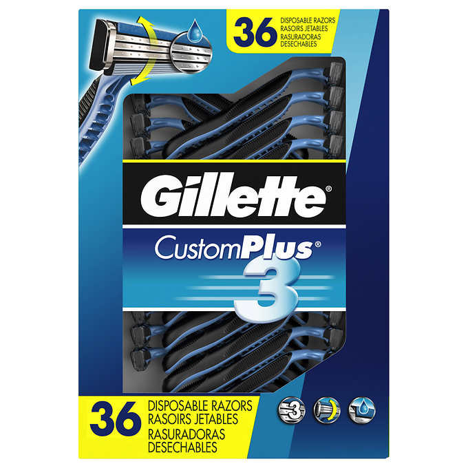Gillette Custom Plus3 Disposable Razors Blades, 36-count - oddros.shop
