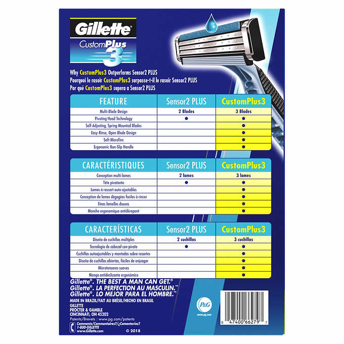 Gillette Custom Plus3 Disposable Razors Blades, 36-count - oddros.shop