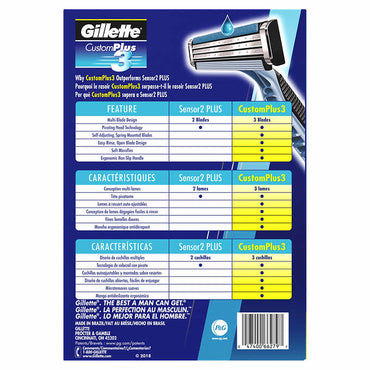 Gillette Custom Plus3 Disposable Razors Blades, 36-count - oddros.shop