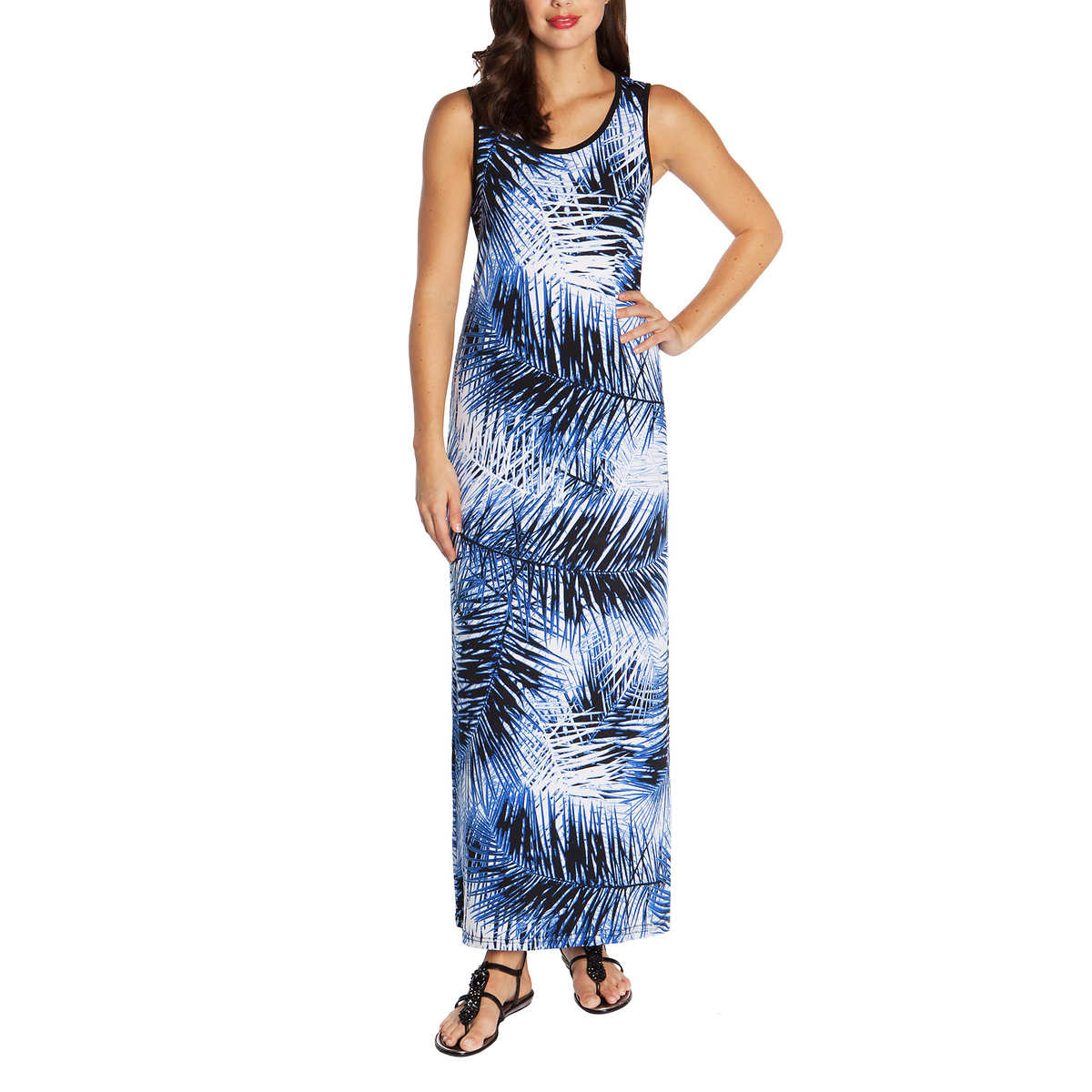 Mario Serrani Ladies' Maxi Dress, Blue Palm Print - oddros.shop
