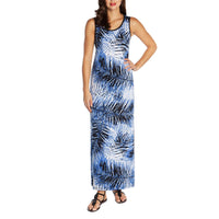 Mario Serrani Ladies' Maxi Dress, Blue Palm Print - oddros.shop
