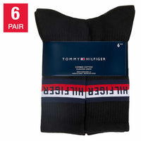 Tommy Hilfiger Men's Crew Sock,  Black (6-Pair)