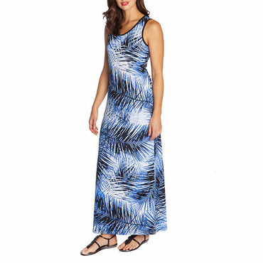 Mario Serrani Ladies' Maxi Dress, Blue Palm Print - oddros.shop