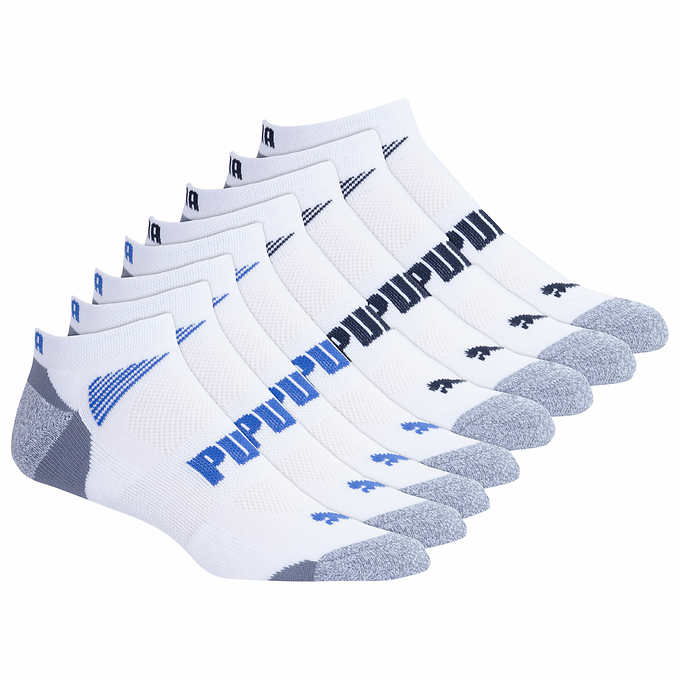 PUMA Mens No Show Socks, White (8-Pair) - oddros.shop