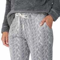 Ladies Cozy Fleece Gray Lounge Pajama Set