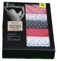 Felina Women's - Hi Cut Cotton Stretch Panties (6 Pack) - oddros.shop