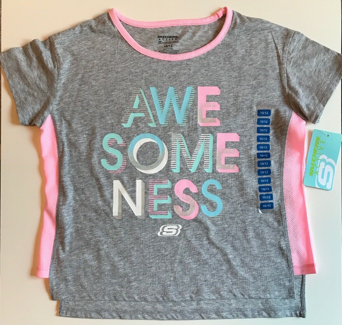 Skechers Girls Active Sport Tee Shirt “Awe Some Ness” (Size 7/8) - oddros.shop