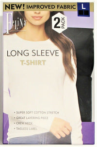 Felina Women's Long Sleeve Layering Crew Neck T-Shirts (2-pack)