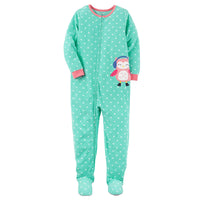 Carter's Heart-Print Owl Footed Fleece Pajamas, Baby Girls (6 Months -5T) 1-Piece - oddros.shop